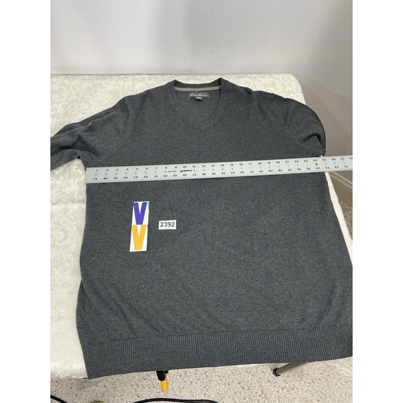 Men’s Eddie Bauer TXL Pullover Gray V Neck Sweater - Picture 5 of 8